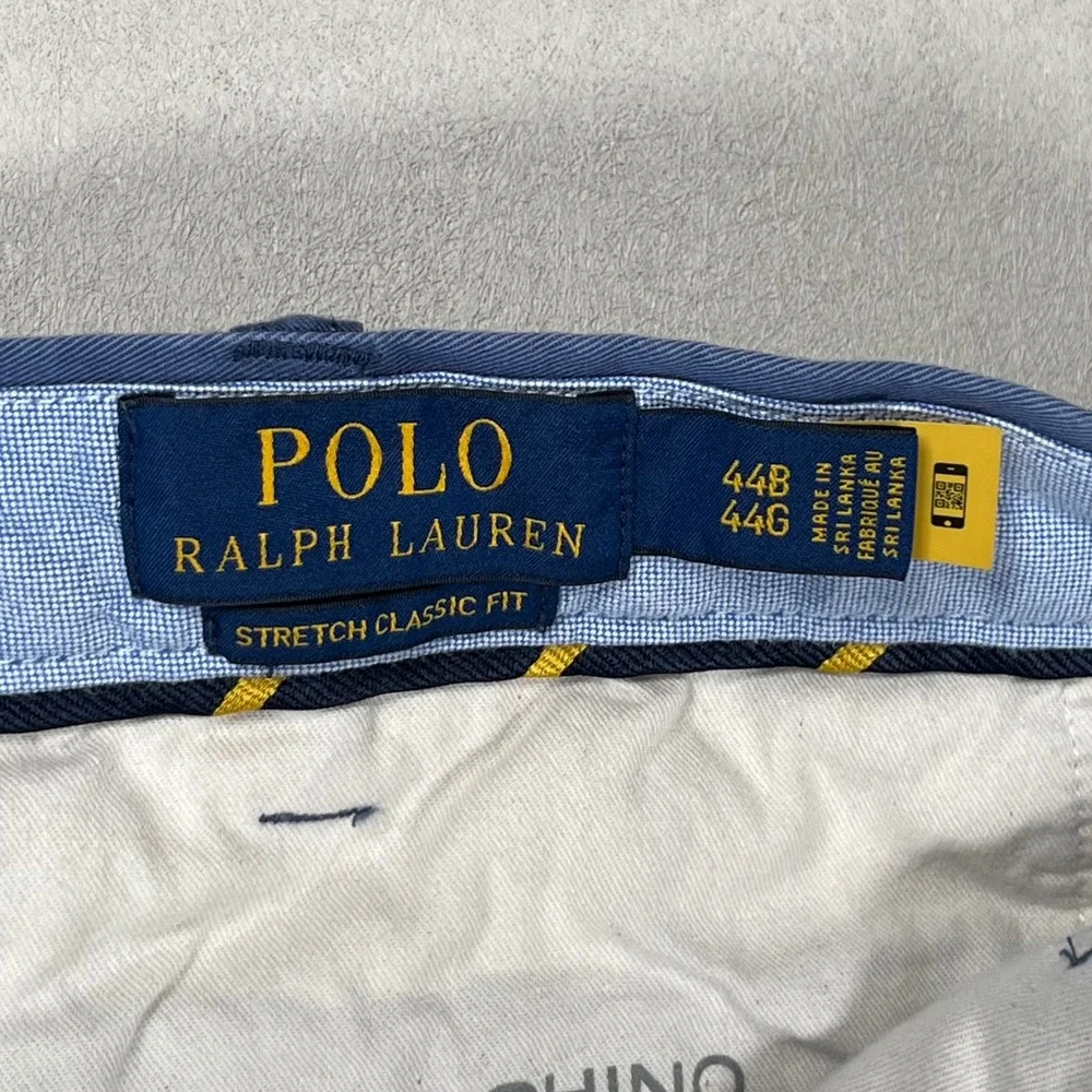 Polo Ralph Lauren Chino Shorts Mens 44 Blue Stretch Classic Fit Twill Flat Front